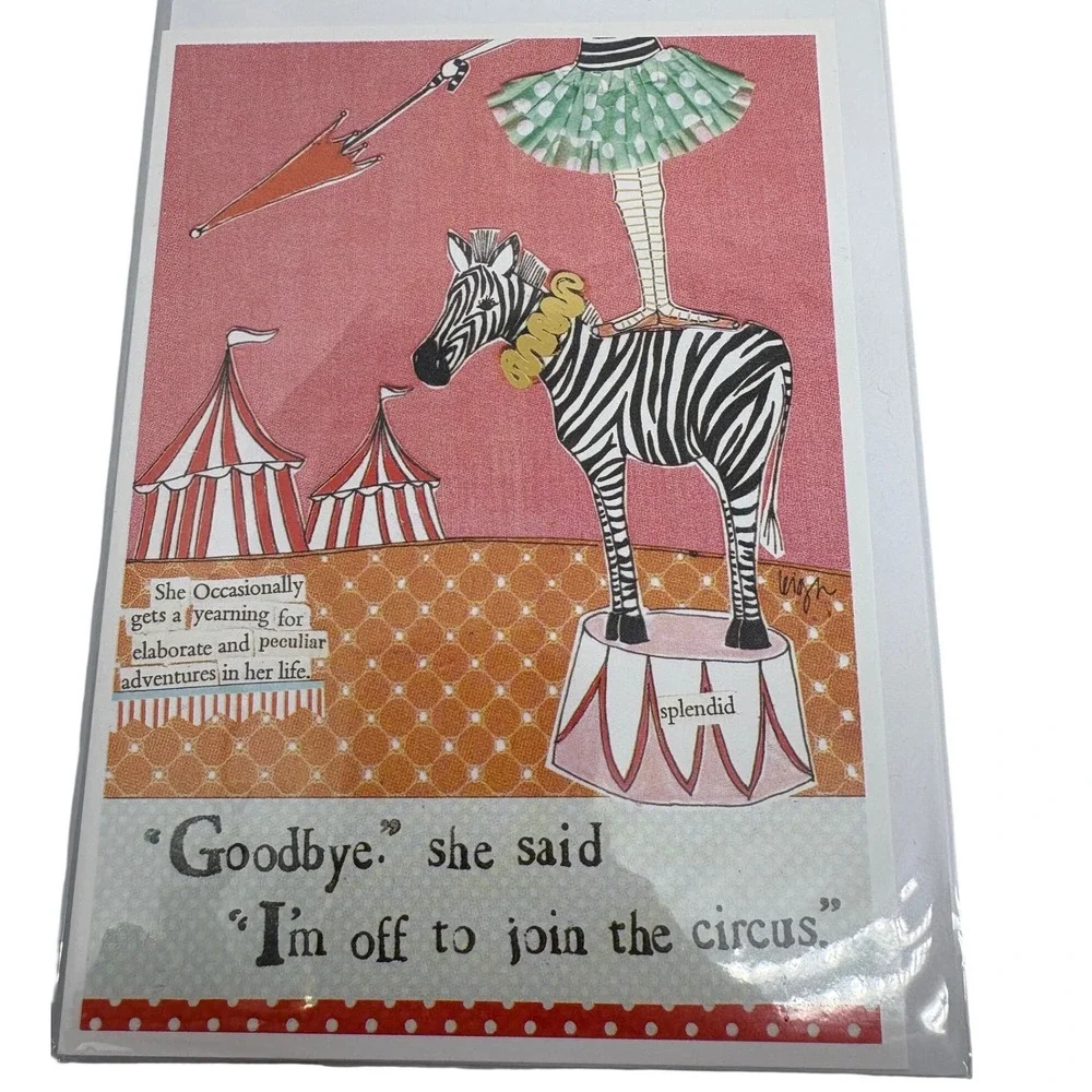 Curly Girl Design Circus Adventure Greeting Cards Leigh Standley Zebra 2 Pack